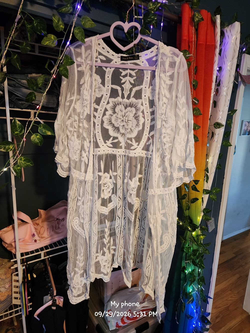 White Lace Floral Kimono Cover-Up - Unbranded